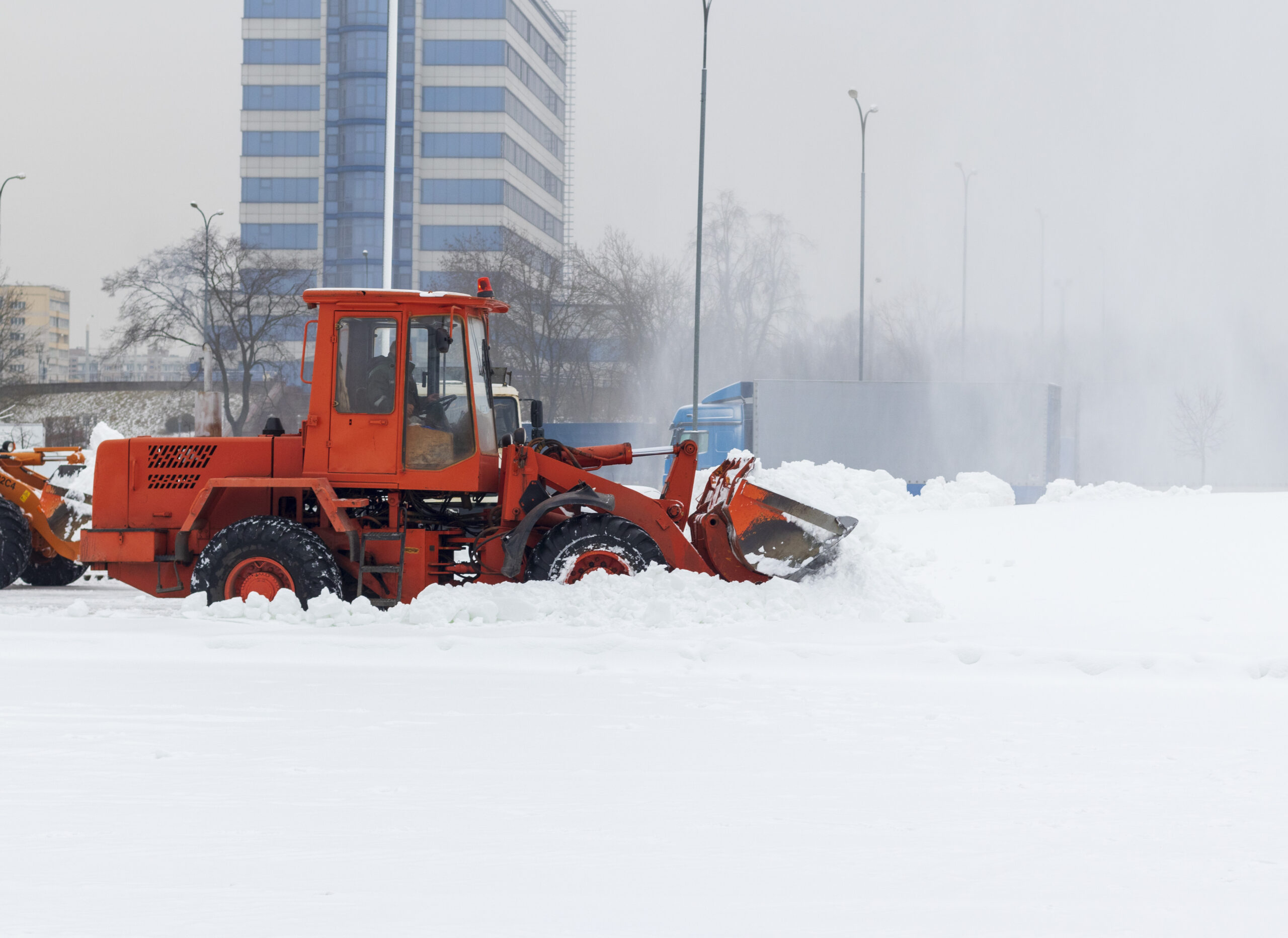 Commercial snow plowing services
