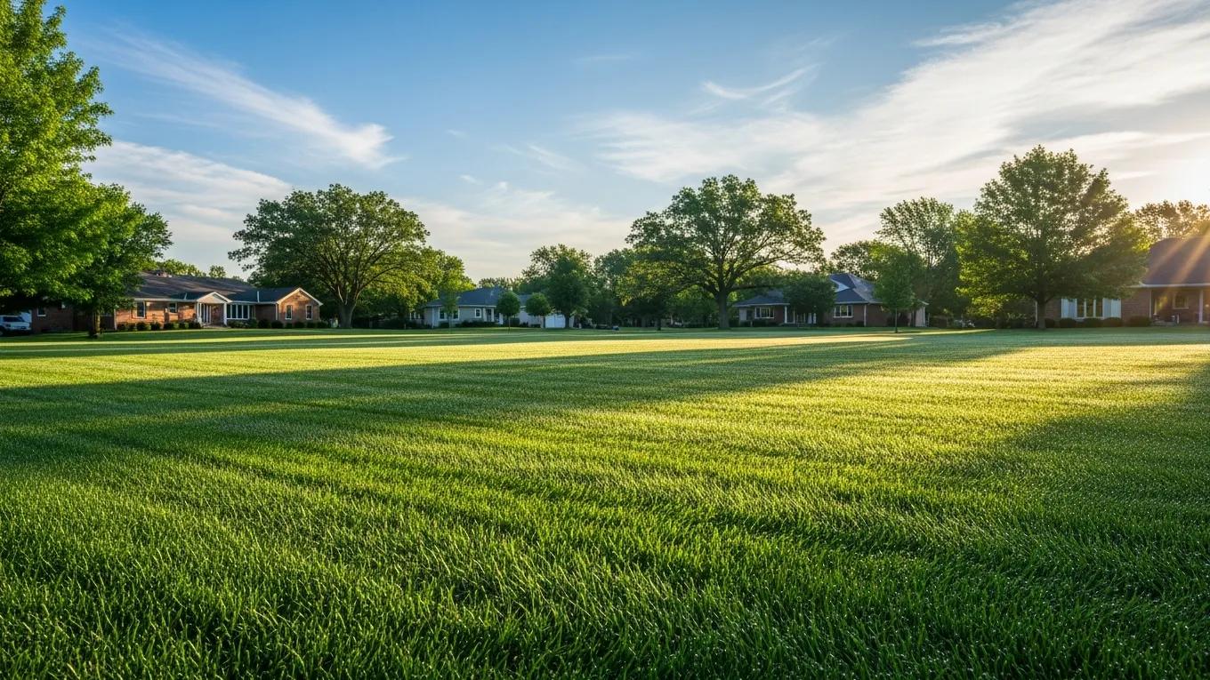 Lush green lawn in Sioux Falls with healthy grass and minimal weeds, showcasing effective weed control